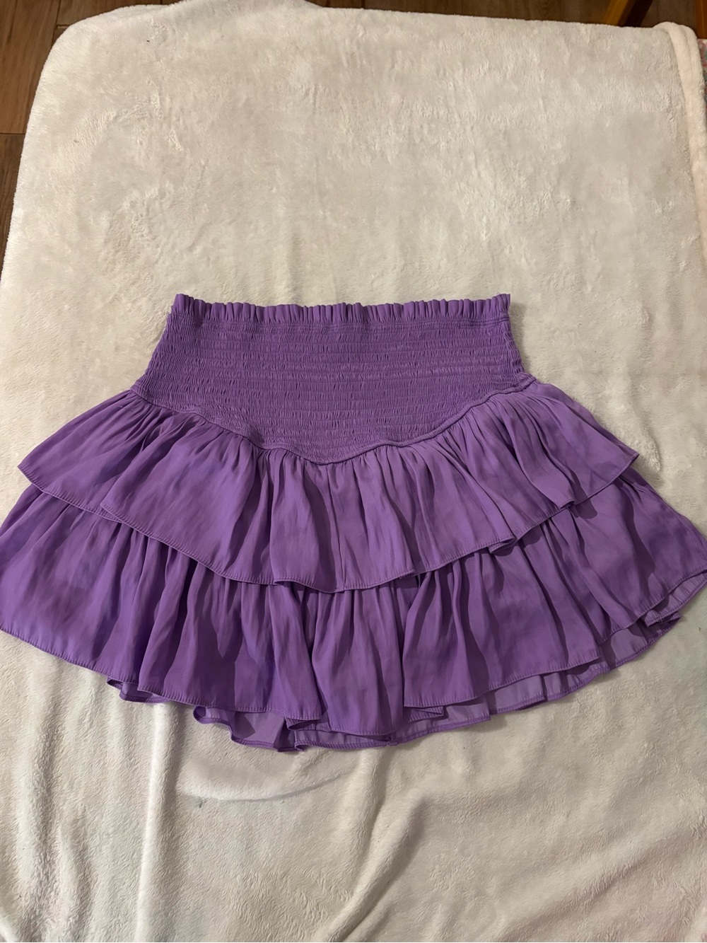 Mustard Seed Purple Tiered Ruffle Mini Skirt Smocked Waist